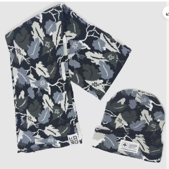 NEW LRG Lifted Research Group Beanie & Scarf SET 2 pieces Grey Camouflage - Picture 1 of 6